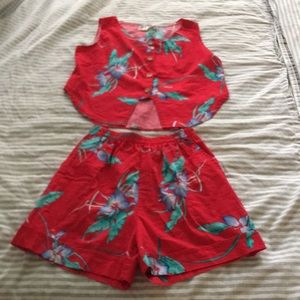 Vintage Hawaiian high-waisted short set
